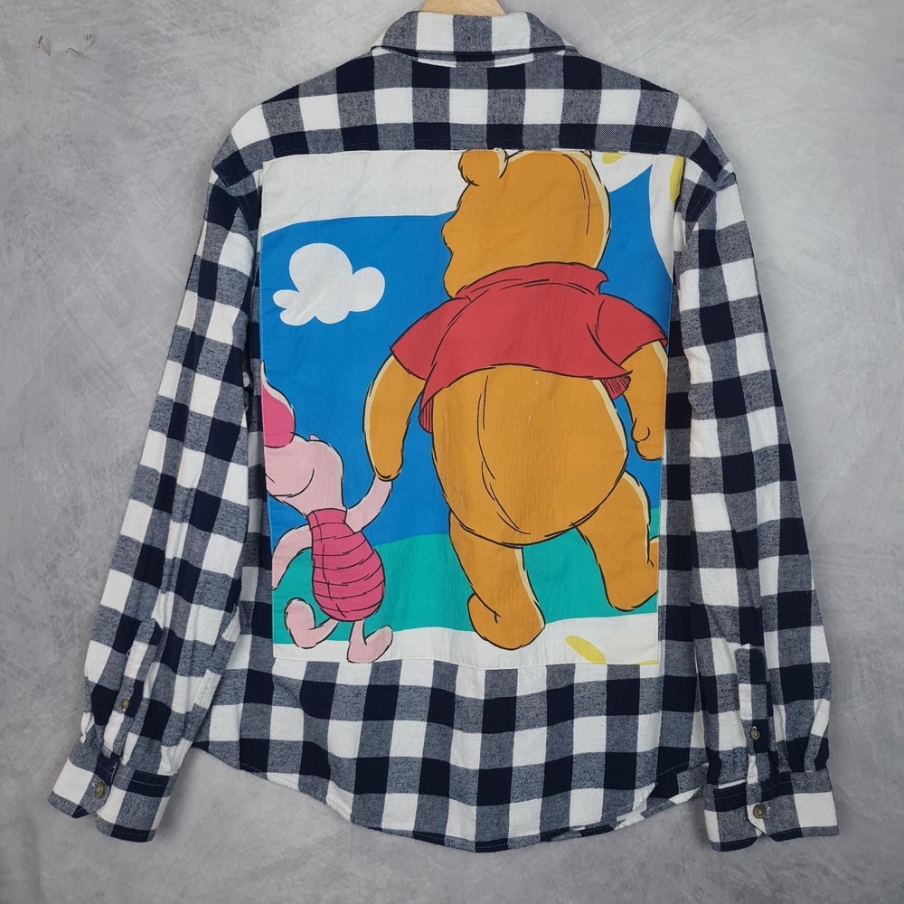 Pacific Outfitters Shirt Mens XL Plaid Flannel Winnie The Pooh Piglet Back Panel
